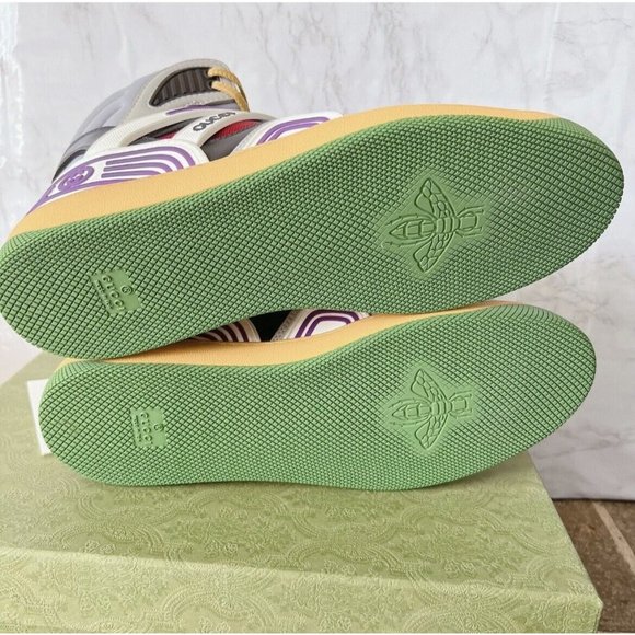 Gucci BASKET Demetra High Top Sneaker Vintage 661303 Black Green Men UK13.5 US14 - Picture 11 of 16
